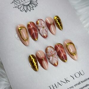 Sunset Elegance: Luxurious Press-On Nails by ANIAX NAILS